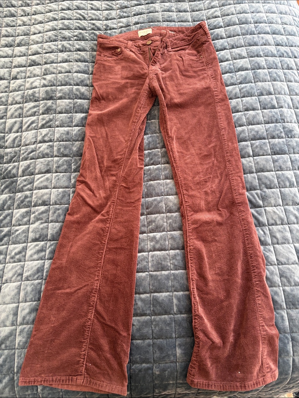 Pilcro Low-Rise Corduroy Flare Jeans in Brown